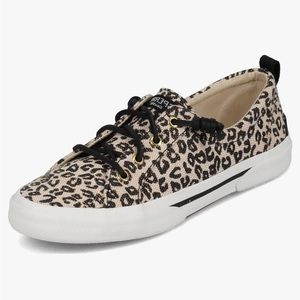 Sperry Leopard Print Sneakers - Black and Tan